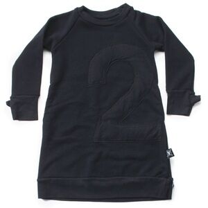 Nununu Black Puffy Number 2 Terry Loop
Fleece Dress Pockets Minimalist Size 3-4